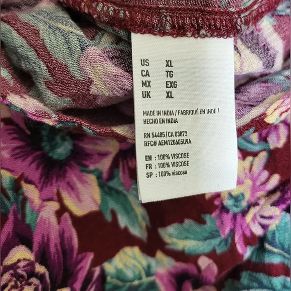 American‎ Eagle Outfitters Burgundy Floral Crop Tank Top, Size XL - Picture 5 of 5